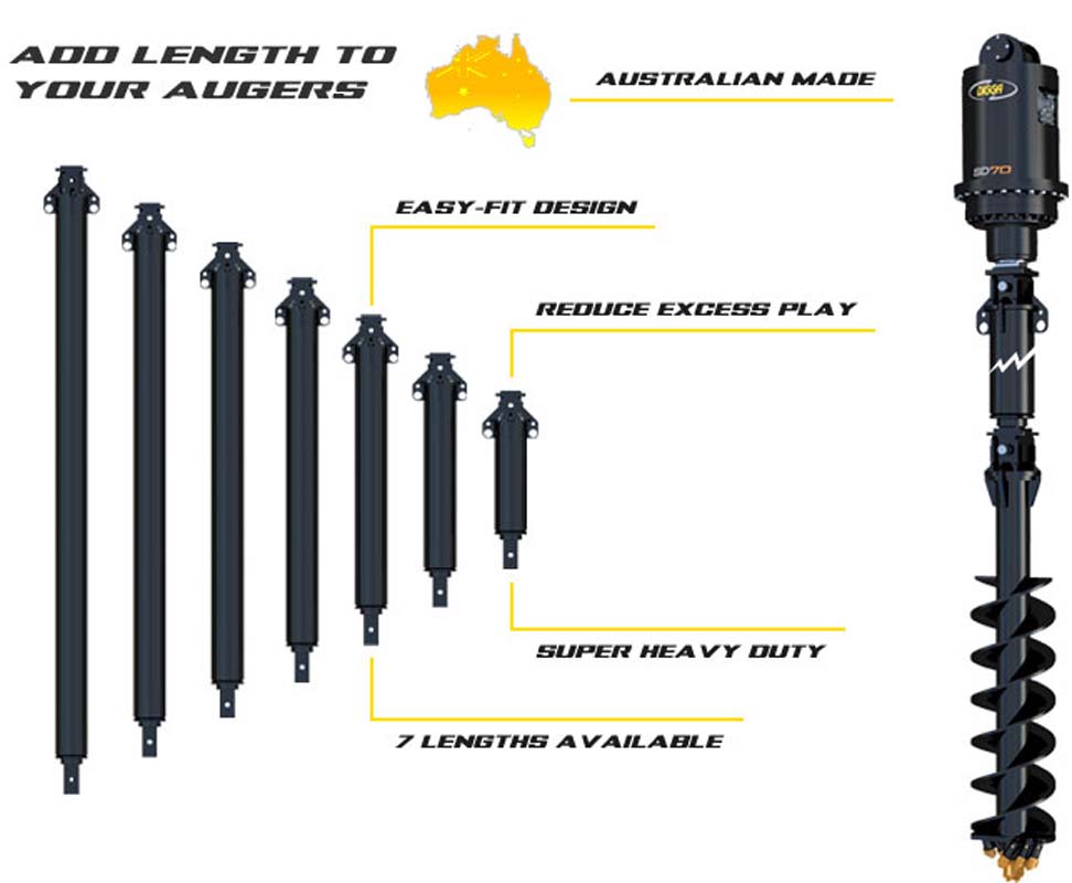 AUGER EXTENSION - HEAVY DUTY OUTER TELESCOPIC - 100MM SQUARE HUB - SUITS RC11 / DR11